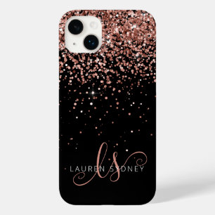 Coque Pour iPhone 14 Plus Glam Rose Gold Parties scintillant Élégant Monogra