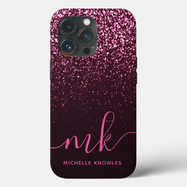 Coques Case-Mate iPhone Glam Rose Parties scintillant rose moderne Script  (Verso)