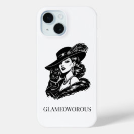 Coque Pour iPhone 15 Glam Woman with Cat Fashion Illustration