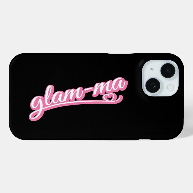Coques Case-Mate iPhone Glamma rose/blanc sur noir (Verso (horizontal))