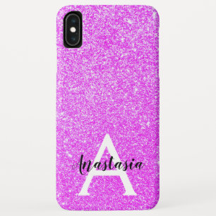 Case-Mate iPhone Case Glamour Féminin Violet Paillettes Monogramme Nom