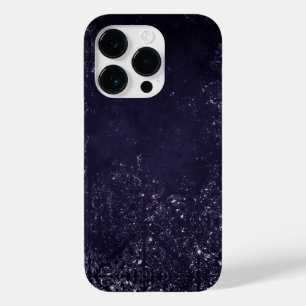 Coque Pour iPhone 14 Pro Glimmery Indigo Grunge   Midnight Purple Damask