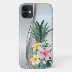 Case-Mate iPhone Case Glitter argenté cool Ananas Fleurs tropicales