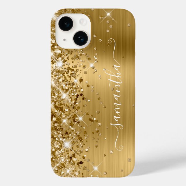 Coques Case-Mate iPhone Glittery Gold Glam Girl Swash Signature (Verso)
