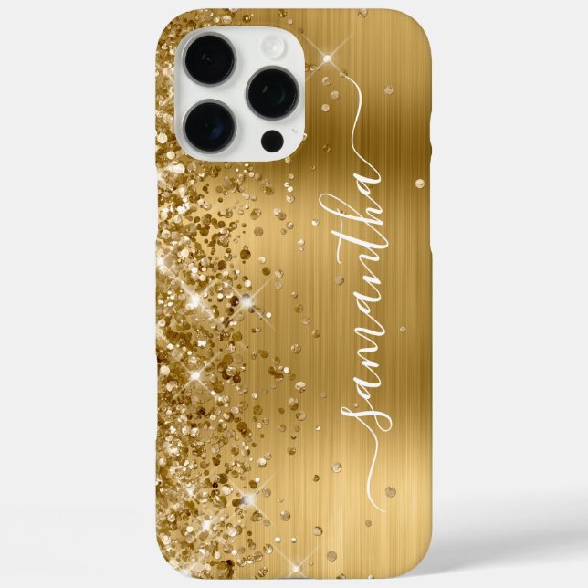 Coques Case-Mate iPhone Glittery Gold Metallic Girl Signature (Verso)