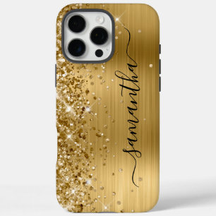 Coques iPhone 16 Pro Max Glittery Gold Metallic Girl Signature