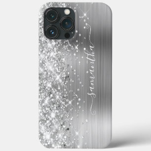 Case-Mate iPhone Case Glittery Silver Foil Modern Girl Signature