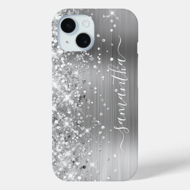 Coques Case-Mate iPhone Glittery Silver Foil Modern Girl Signature (Verso)