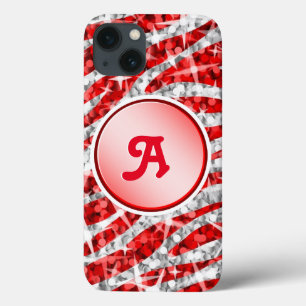 Coques Pour iPhone Glitz Zebra Rouge imprimé monogramme rouge