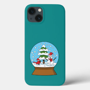 Case-Mate iPhone Case Globe de neige avec le cardinal Snowman et Pine Tr