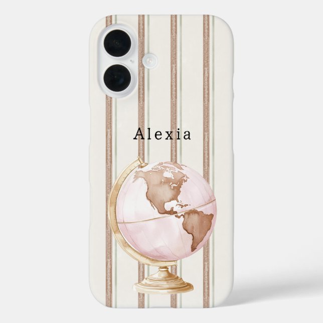 Coques Case-Mate iPhone Globe Monde Rayures Marron (Verso)