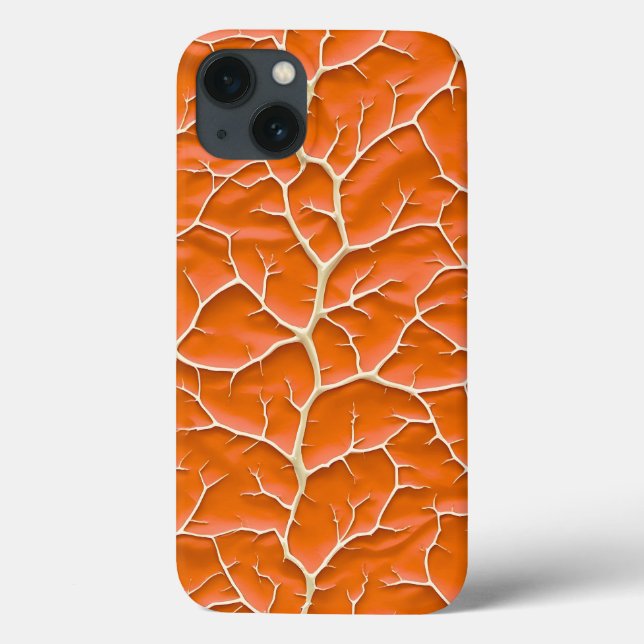 Coques Case-Mate iPhone Glossy Orange iPhone Case with Branch Texture (Verso)