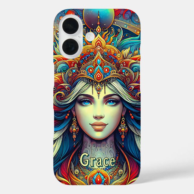 Coques Case-Mate iPhone Goddess Head flow turquoise Cheveux Avril - (Verso)