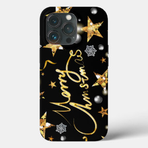 Case-Mate iPhone Case Gold Black Metallic Luxe Mode Joyeux Noël