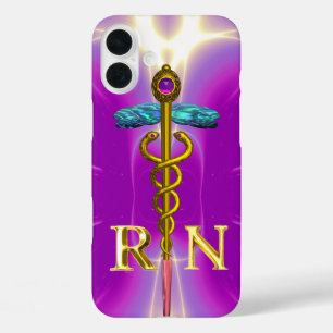 Coques iPhone 16 Plus GOLD CADUCEUS INSCRIT INFIRMIER SYMBOLE Pink Fuchs