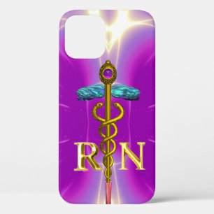 Coques Pour iPhone GOLD CADUCEUS INSCRIT INFIRMIER SYMBOLE Pink Fuchs