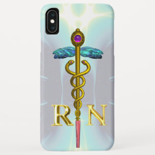 Coque Case-Mate Pour iPhone GOLD CADUCEUS SYMBOLE INFIRMIER INSCRIT Bleu clair