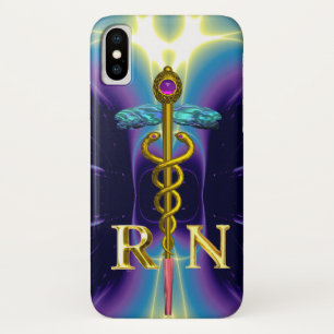 Coque Case-Mate Pour iPhone GOLD CADUCEUS SYMBOLE INFIRMIER INSCRIT Purple Blu