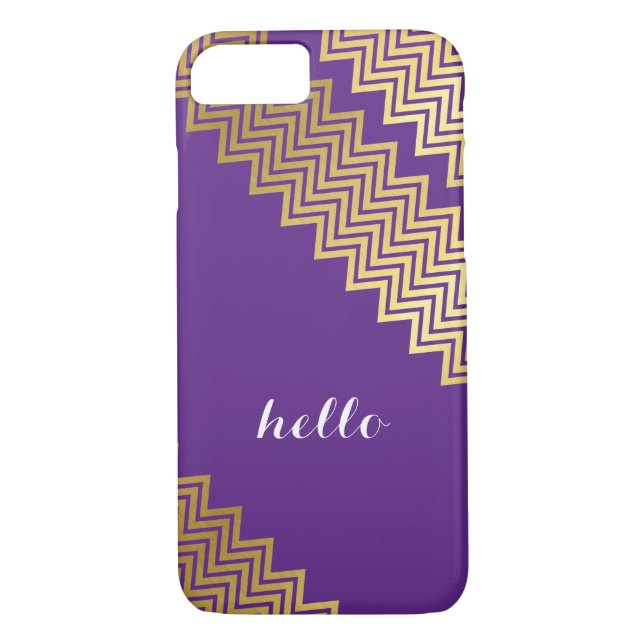Coques Case-Mate iPhone GOLD CHEVRON MOTIF moderne tendance mignon violet  (Dos)