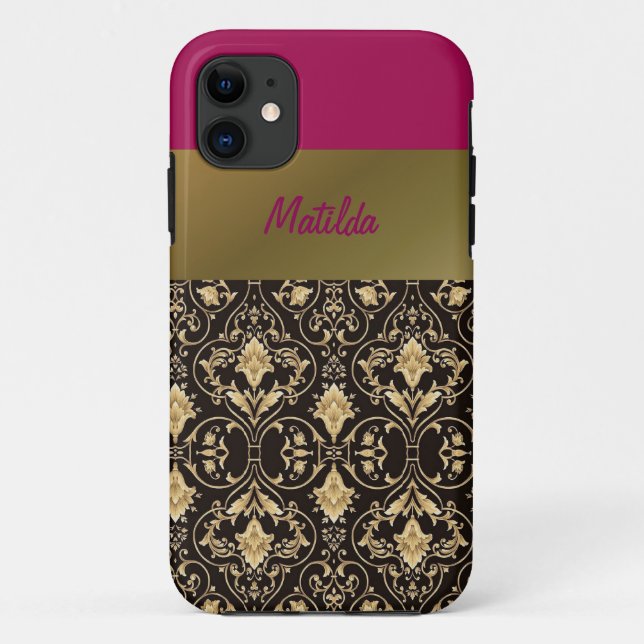 Coques Case-Mate iPhone Gold damask et Red (Dos)