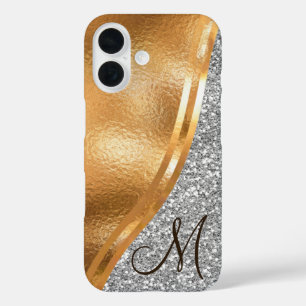 Coques iPhone 16 Gold Faux Foil, Nom et Monogramme Coque-Mate iPhon