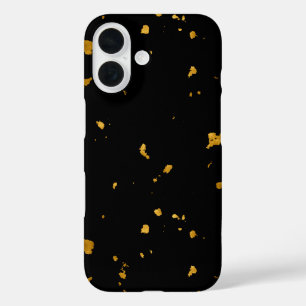 Coques iPhone 16 Gold Flakes Noir