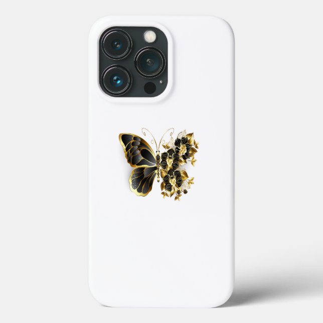 Coques Case-Mate iPhone Gold flower Butterfly with Black Orchid (Verso)