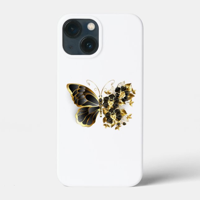 Coques Case-Mate iPhone Gold flower Butterfly with Black Orchid (Verso)