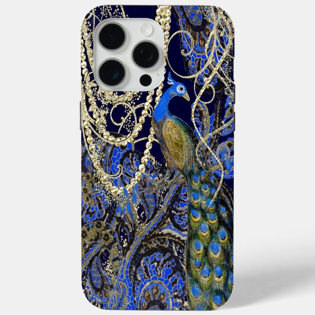Coques Case-Mate iPhone Gold Garland Marine Black Peacock Swirl (Verso)