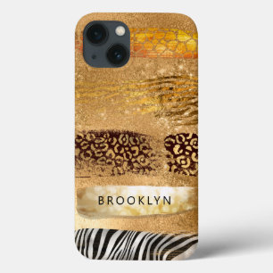 Case-Mate iPhone Case Gold Girl Leopard Zebra Giraffe Cheetah Imprimer