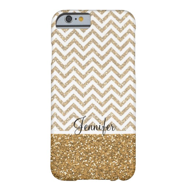 Coques Case-Mate iPhone Gold Glam Faux Parties scintillant Chevron (Dos)
