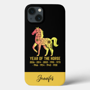 Case-Mate iPhone Case Gold Gradient Année Du Cheval Zodiac Nom Noir