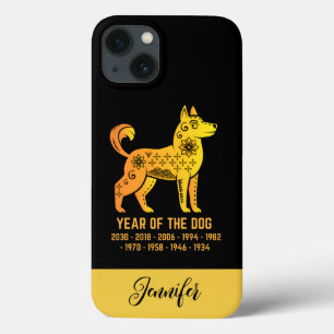 Case-Mate iPhone Case Gold Gradient Année Du Chien Zodiac Nom Noir