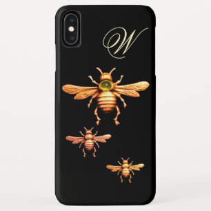 Coque Case-Mate Pour iPhone GOLD HONEY BEES MONOGRAM Black