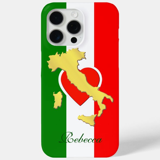 Coques Case-Mate iPhone Gold Italie Carte Monogramme Italien Drapeau Télép (Verso)