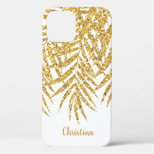 Case-Mate iPhone Case Gold Parties scintillant Palm Fronds Nom Blanc per