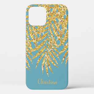 Case-Mate iPhone Case Gold Parties scintillant Palm Fronds Nom personnal