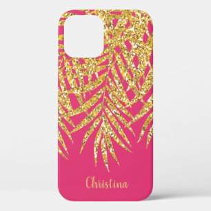 Case-Mate iPhone Case Gold Parties scintillant Palm Fronds Nom Pink pers
