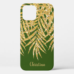 Case-Mate iPhone Case Gold Parties scintillant Palm Fronds Nom Vert pers