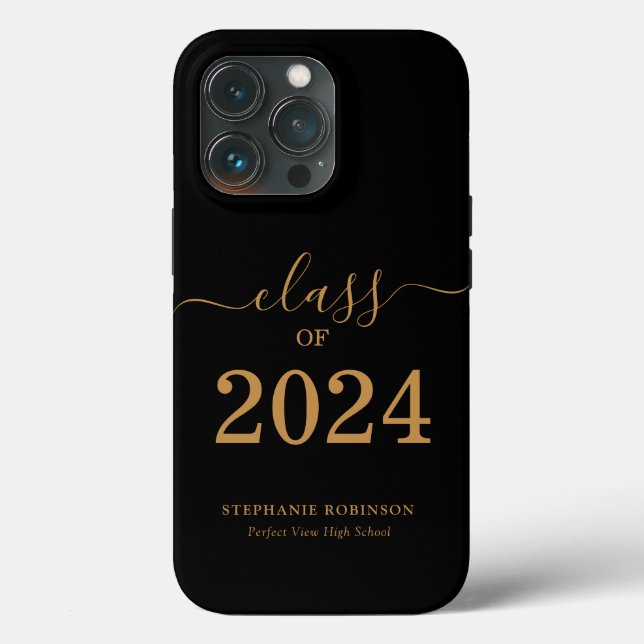 Coques Case-Mate iPhone Gold Script Class of 2024 Graduation (Verso)