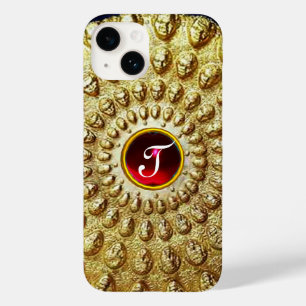 Coques Pour iPhone GOLD THRACIEN DISQUE MONOGRAM Red Ruby Gem