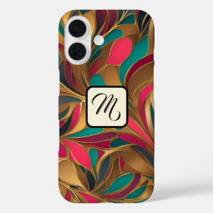 Coques iPhone 16 Gold Turquoise et Ruby Splash