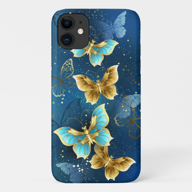 Coques Case-Mate iPhone Golden butterflies (Dos)