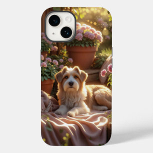 Coque Pour iPhone 14 Golden Hour Garden Dog - Cosy Pet Memory Scene ave