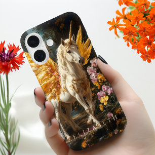 Coques iPhone 16 Golden Pegasus Floral Imaginaire Fairy Horse