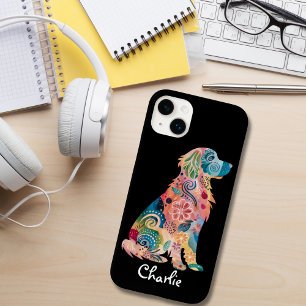 Coque Pour iPhone 14 Plus Golden Retriever Chien animal de compagnie Fleurs 