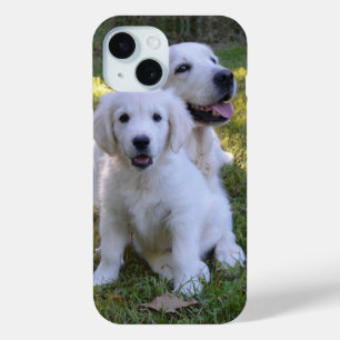 Coque Pour iPhone 15 Golden Retriever maman et chiot