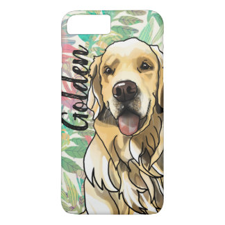 Coque Case-Mate Pour iPhone Golden retriever tropical (ajoutez le nom d'animal