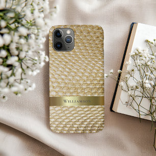 Case-Mate iPhone Case Golden Snakeskin Digital Leather Gold Metal
