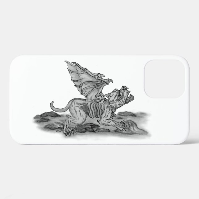 Coques Case-Mate iPhone Golem Gargoyle noir et blanc (Verso (horizontal))
